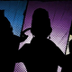 Three silhouettes stand against an artistic background in a Borderlands teaser image.